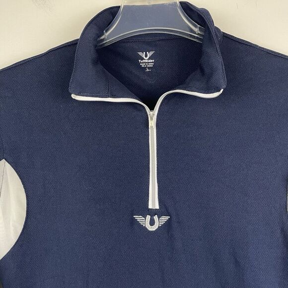 TuffRider Ventilated Technical Long Sleeve Equestrian Sport Shirt Size L Navy - Picture 4 of 10